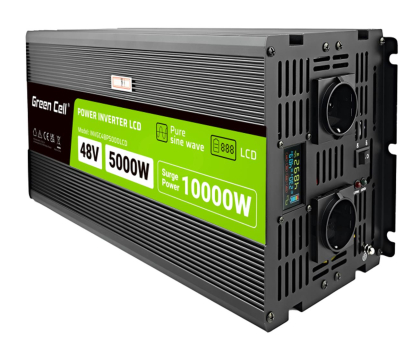 Przetwornica samochodowa Green Cell PowerInverter LCD 48 V 5000W/10000W (czysty sinus)
